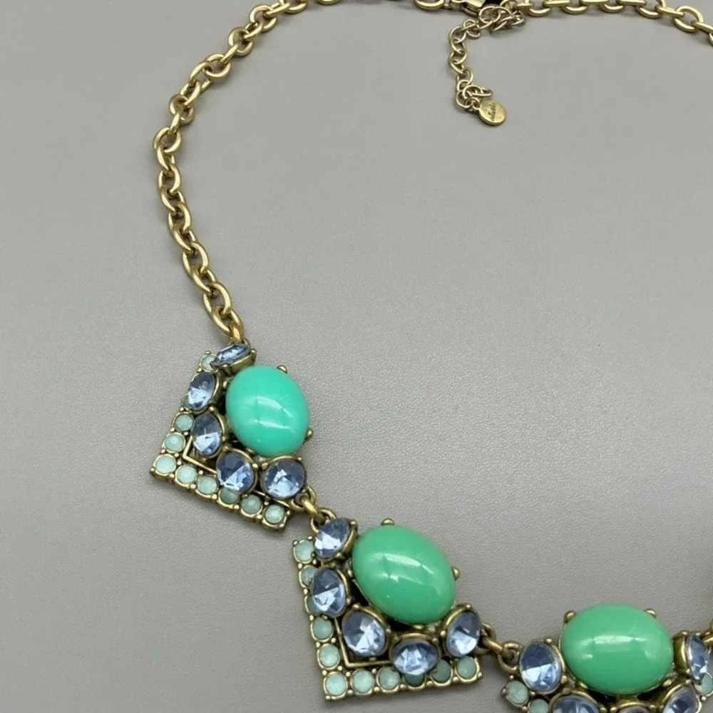 Stella & Dot Necklace Womens Gold Tone Green Blue Cabochon Statement 19-22 In